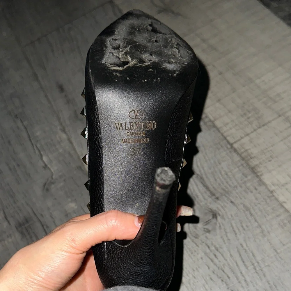 Valentino Black and Gold Studded Heels - Picture 4 of 5